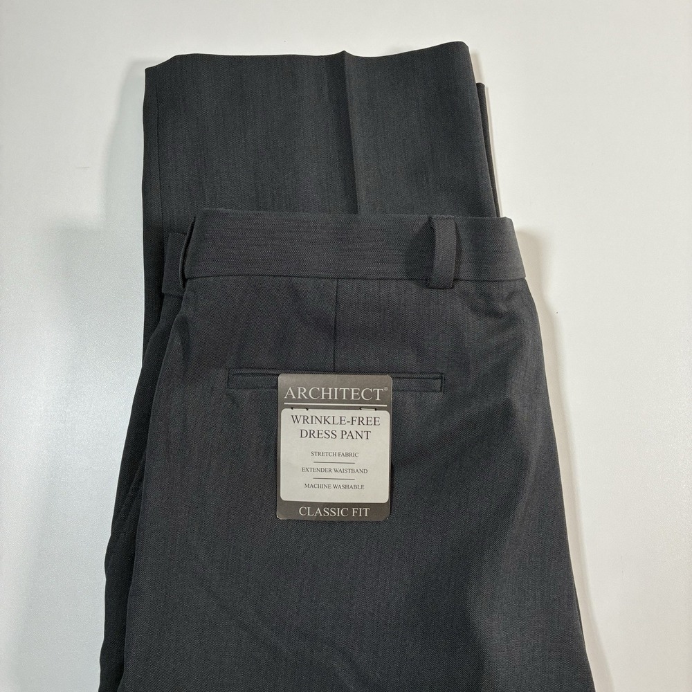 NEW Architect Dress Pants 36x32 Gray Wrinkle Free Classic‎ Fit Chino NWT